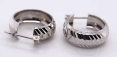 Formal White Gold Diamond Cut Hoops