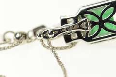 14K White Gold Effy 1.10 Ctw Natural Emerald Diamond Halo Necklace