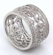 Sterling Silver Cubic Zirconia Wide Band
