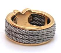 Cute Stainless Steel & 18kt X Cable Ring