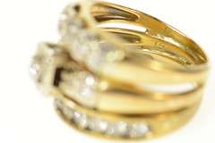 14K Yellow Gold 0.72 Ctw Retro Diamond Engagement Bridal Set Ring