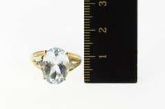 10K Yellow Gold Oval Blue Topaz Diamond Accent Cocktail Ring