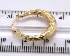 Beautiful Round Diamond Cut Hoop Yellow Gold Earrings