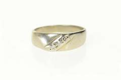 14K White Gold Men's Classic Diamond Wedding Band Ring