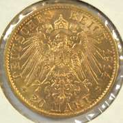 Choice BU 1914-A Germany 20 Marks Gold Piece. Flashy