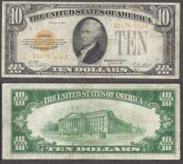 $10 1928 Gold Certificate Fr. 2400 Great Eye appeal Very Fine