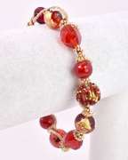 Fabulous Set of Italian Made, Hand Blown Art Glass and Gold Leaf Overlays Bracelet and Earrings