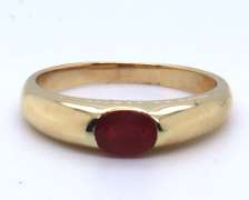 Great Yellow Gold Oval Ruby Stacking Ring
