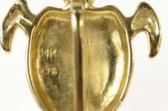 14K Yellow Gold Black Opal Inlay Ornate Sea Turtle Pendant