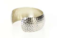 Sterling Silver Hammered Pattern Rounded Cuff Bracelet
