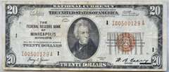 $ 20 Minneapolis 1929 National Series Note