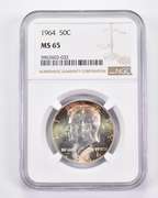 MS65 1964 Kennedy Half Dollar - Graded NGC AMAZING Tone