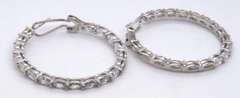 Sterling Silver White Cubic Zirconia Hoop Earrings
