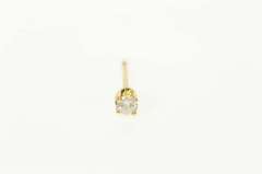 14K Yellow Gold Diamond Solitaire Classic Simple Single Stud Earring