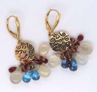 Great Zoe B Multi Gemstone Dangle Earrings in Yellow Gold