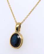 Handsome 18kt Bezel Set Sapphire Pendant on Chain