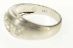 14K White Gold 0.51 Ctw Men's Diamond Three Stone Wedding Ring