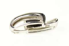 10K White Gold Faceted Black Onyx Wavy Loop Statement Pendant