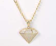 Dazzling Diamond Shaped CZ Pendant Necklace in Yellow Gold
