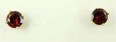 14K Round Red Garnet Stud Earrings