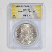 MS62 1884-O Morgan Silver Dollar - VAM-35 - Hot 50 - Graded ANACS