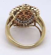 Attractive Yellow Gold Champagne and White Diamond Cluster Ring