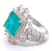 Sterling Silver Emerald Style Cubic Zirconia Ring