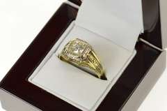 14K Yellow Gold 0.53 Ct Art Deco Etched Diamond Men's Ring