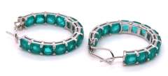 Sterling Silver Green Cubic Zirconia Hoop Earrings