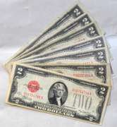 7 1928 Various Series $2 Red Seal US Notes