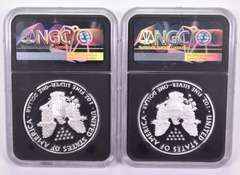 (2) PF70UCAM 1986-S & 2020-W American Silver Eagles Signed - NGC - BOX