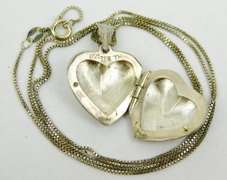 Sterling Puffy Heart Locket & Chain