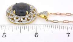 Magnificent Massive 17.00CTS Cabochon-Cut Natural Star Ruby & White Sapphire Necklace in Vermeil