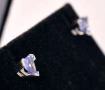 Pretty Purple Gemstone Earrings in 14K White Gold