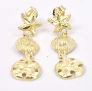 Beautiful Beach Theme Earrings in 14K Yellow Gold