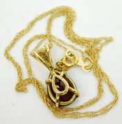 14K Large Garnet Pendant & Chain