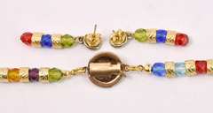 Exquisite Hand Blown Italian Art Glass and Gold Plated Beads Necklace, Bracelet, and Earrings