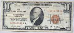 Clean 1929 $10 Minneapolis National Series Note
