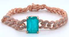 Sterling Silver Cubic Zirconia Curb Bracelet