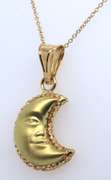 Charming 18kt 2Finish Half Moon Pendant on Chain
