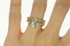 14K Yellow Gold 1.03 Ctw Diamond Geometric Statement Chevron Ring