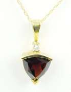 10K Large Garnet & Diamond Necklace