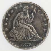 1876 ANACS AU 50 Holder1876 Toned  Seated Half