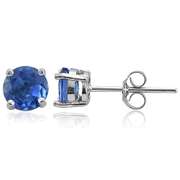 Sterling Silver Genuine Kyanite 6mm Round Stud Earrings
