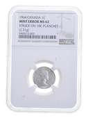 MINT ERROR MS62 1964 Canada 1 Cent - Struck On 10C Planchet - NGC