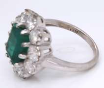 Powerful White Gold Emerald and Diamond Vintage Ring