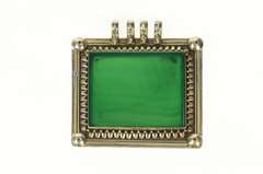 Sterling Silver Massive Squared Green Agate Medallion Pendant