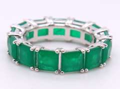 Sterling Silver Emerald Style Band