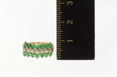 10K Yellow Gold Emerald Diamond Squared Statement Band Ring
