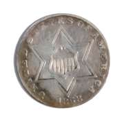 1858 Near Unc 3 Cent Silver